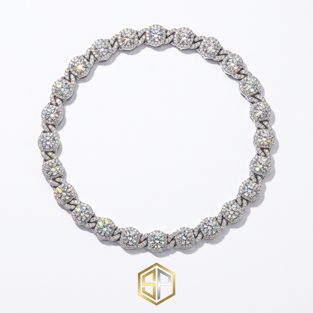 SOFT PARADISE Diamond Cuban Chain Necklace, silver-tone pave diamond links