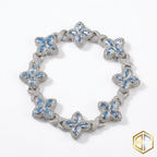 Baby blue ice bracelet by SOFT PARADISE featuring smooth, icy blue beads on an elastic cord for a delicate, stylish accessory.