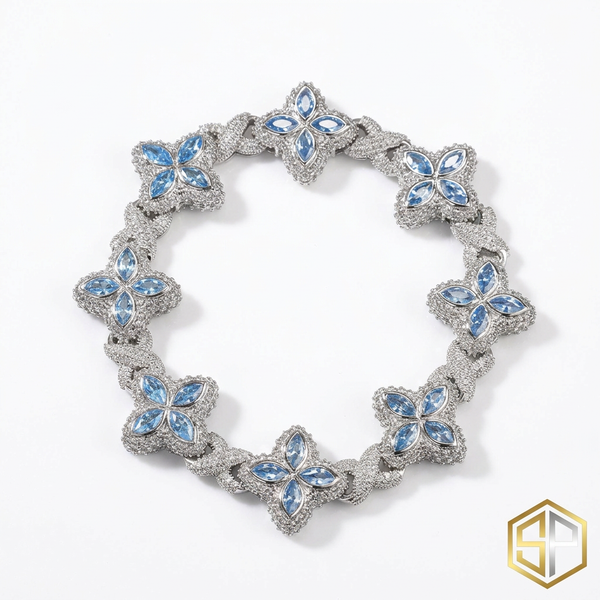 Baby blue ice bracelet by SOFT PARADISE featuring smooth, icy blue beads on an elastic cord for a delicate, stylish accessory.