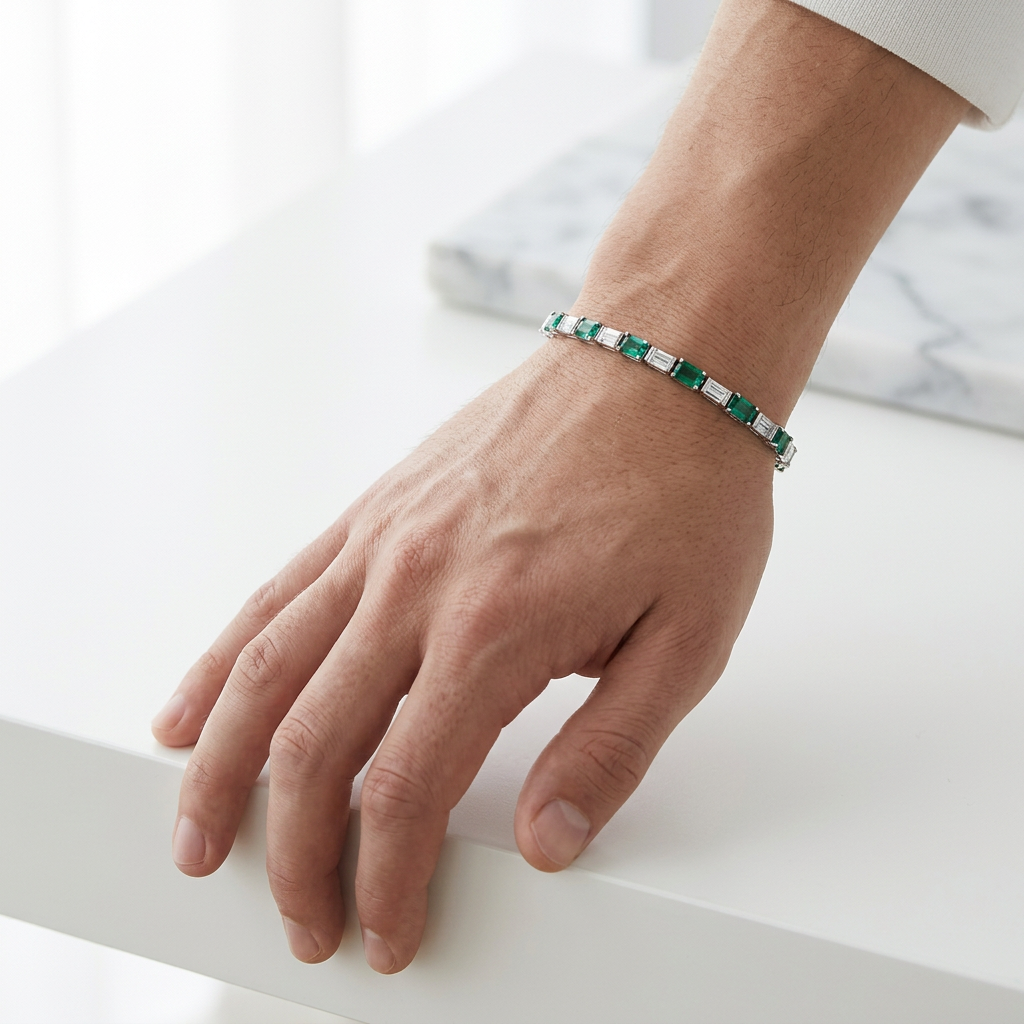 Green & White Tennis Bracelet