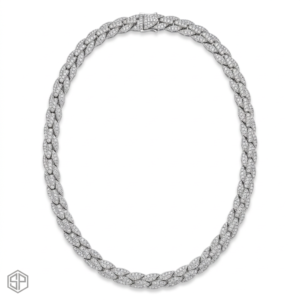 Soft Paradise Snake Cuban Link Necklace featuring a sleek, twisted silver chain with a smooth, polished finish.