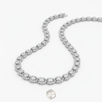 SOFT PARADISE Diamond Cuban Chain Necklace, silver-tone with pave diamonds