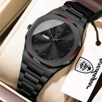 Premium Titanium Watch by Soft Paradise; black brushed titanium case and bracelet with date window