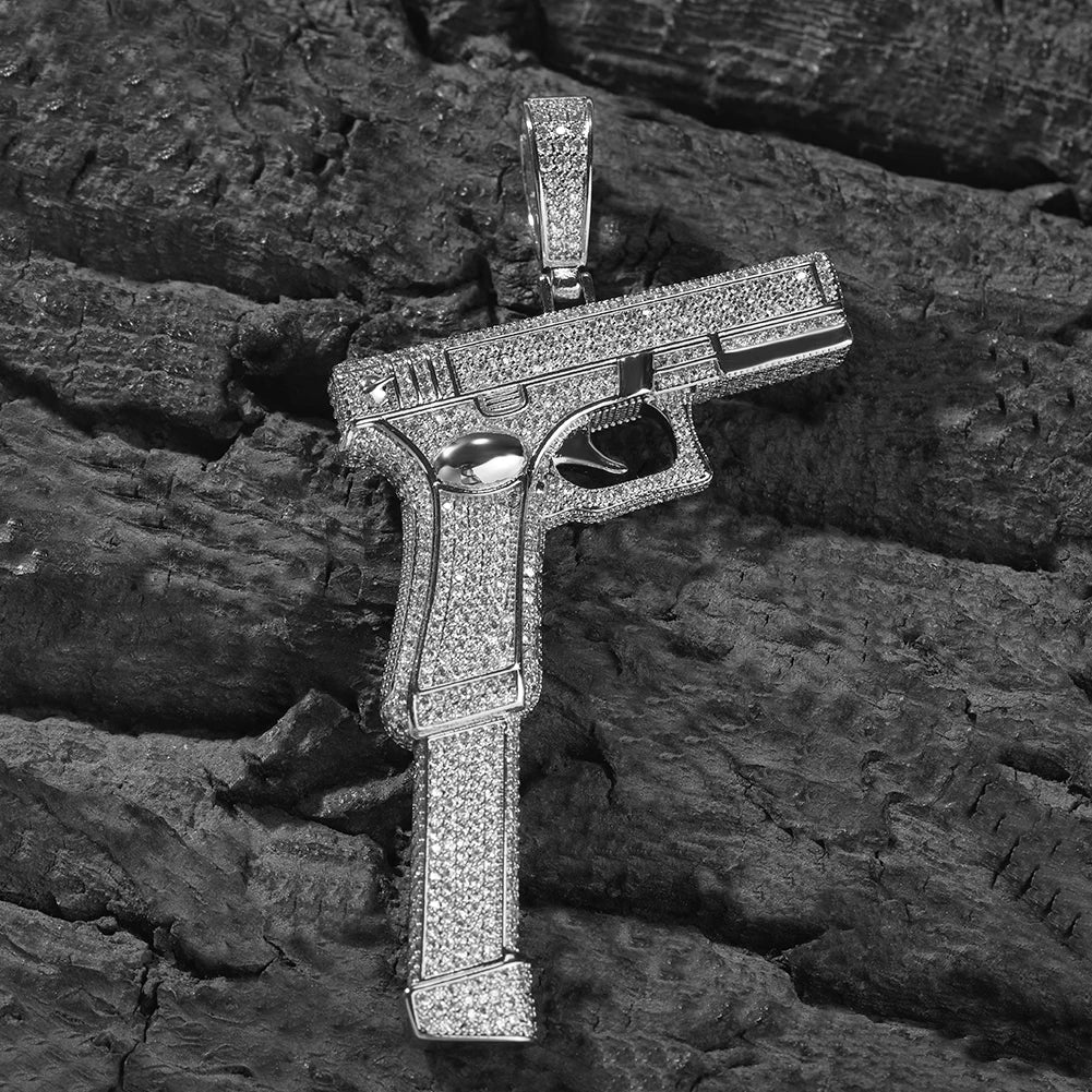 Iced Out Gun Pendant – Cubic Zirconia