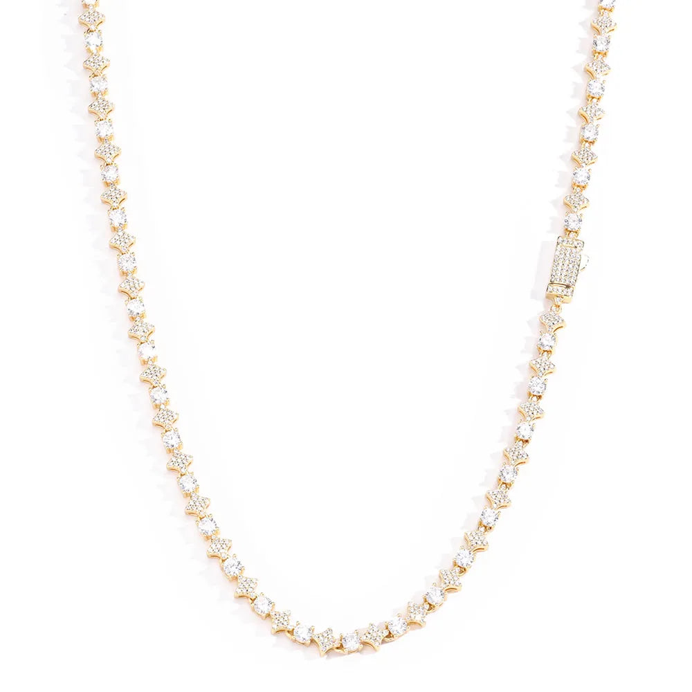 Sparkling Zircon Diamond Star Tennis Necklace