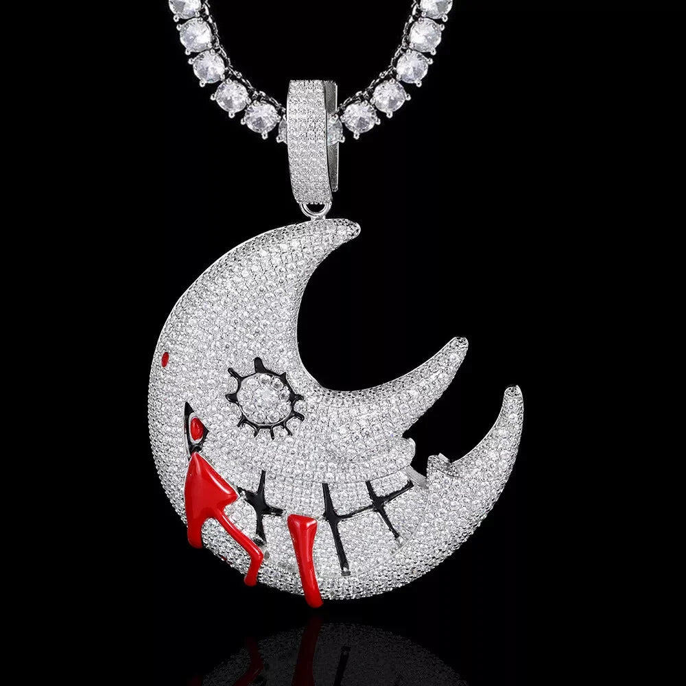 Moon Pendant Cuban Chain Necklace