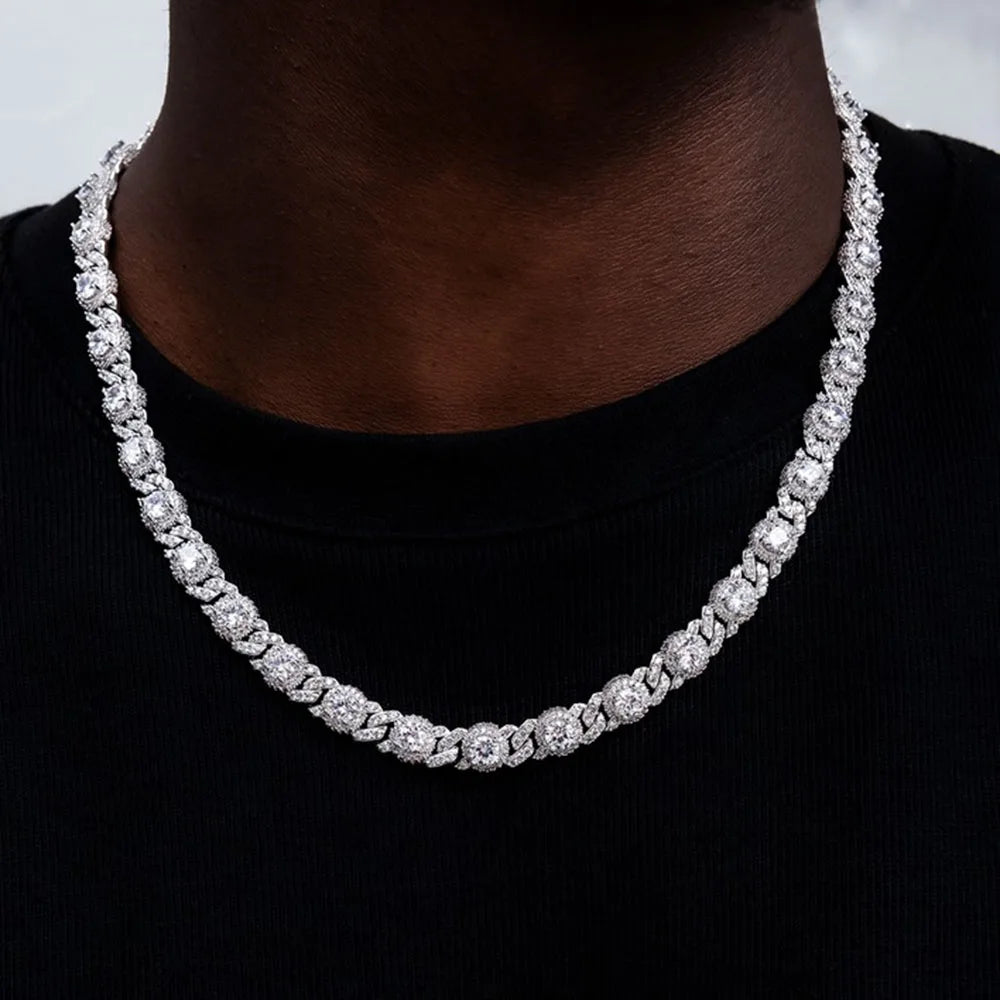 Diamond Cuban Chain Necklace by SOFT PARADISE; silver-tone with pave diamonds