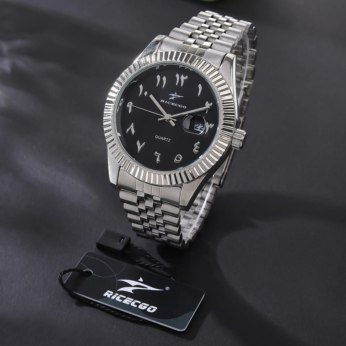 Soft Paradise chronograph sports watch with black dial, silver case, and rubber strap, designed for active wear and precise timekeeping.