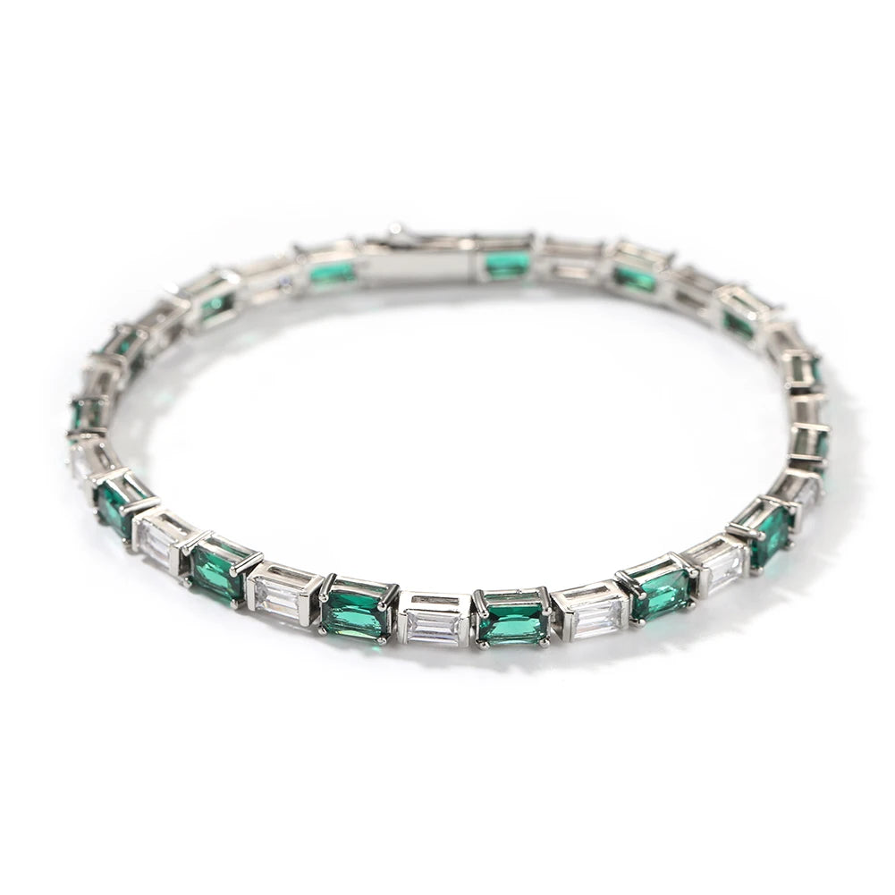 Green & White Tennis Bracelet