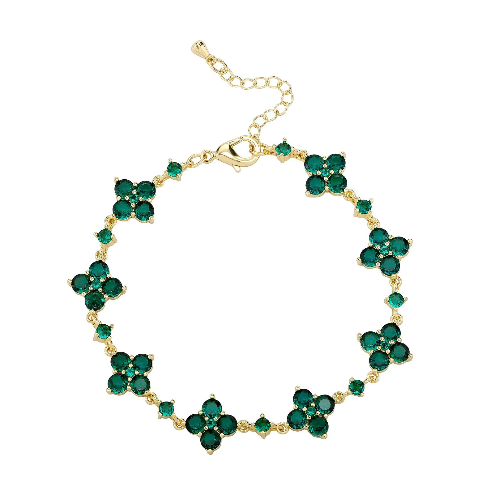 Soft Paradise four-leaf clover bracelet with silver chain and charm, close-up view of the lucky charm on a white background