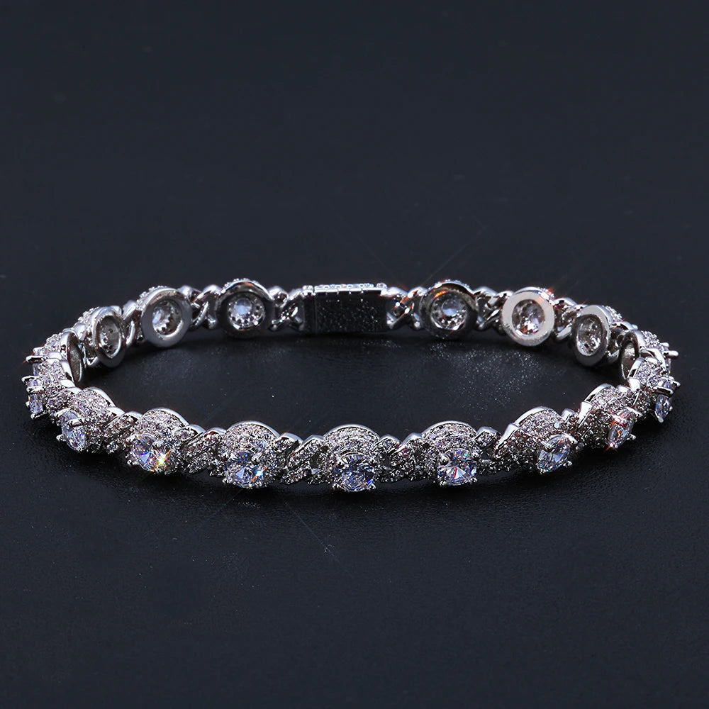 Iced Out Round Bead Cuban Bracelet