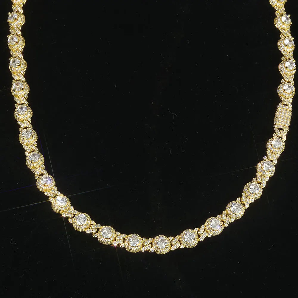 Diamond Cuban Chain Necklace by SOFT PARADISE in gold-tone with pave diamonds