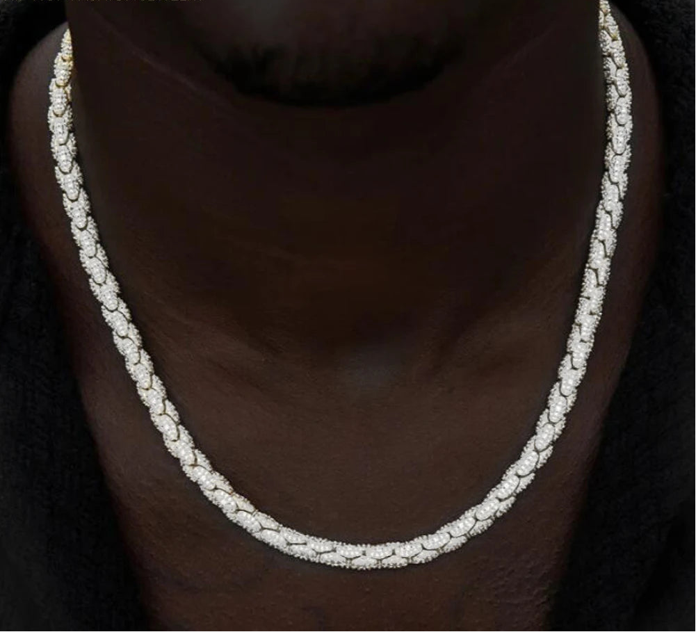 Snake Cuban Link Necklace by Soft Paradise, silver-tone with pavé-set stones.