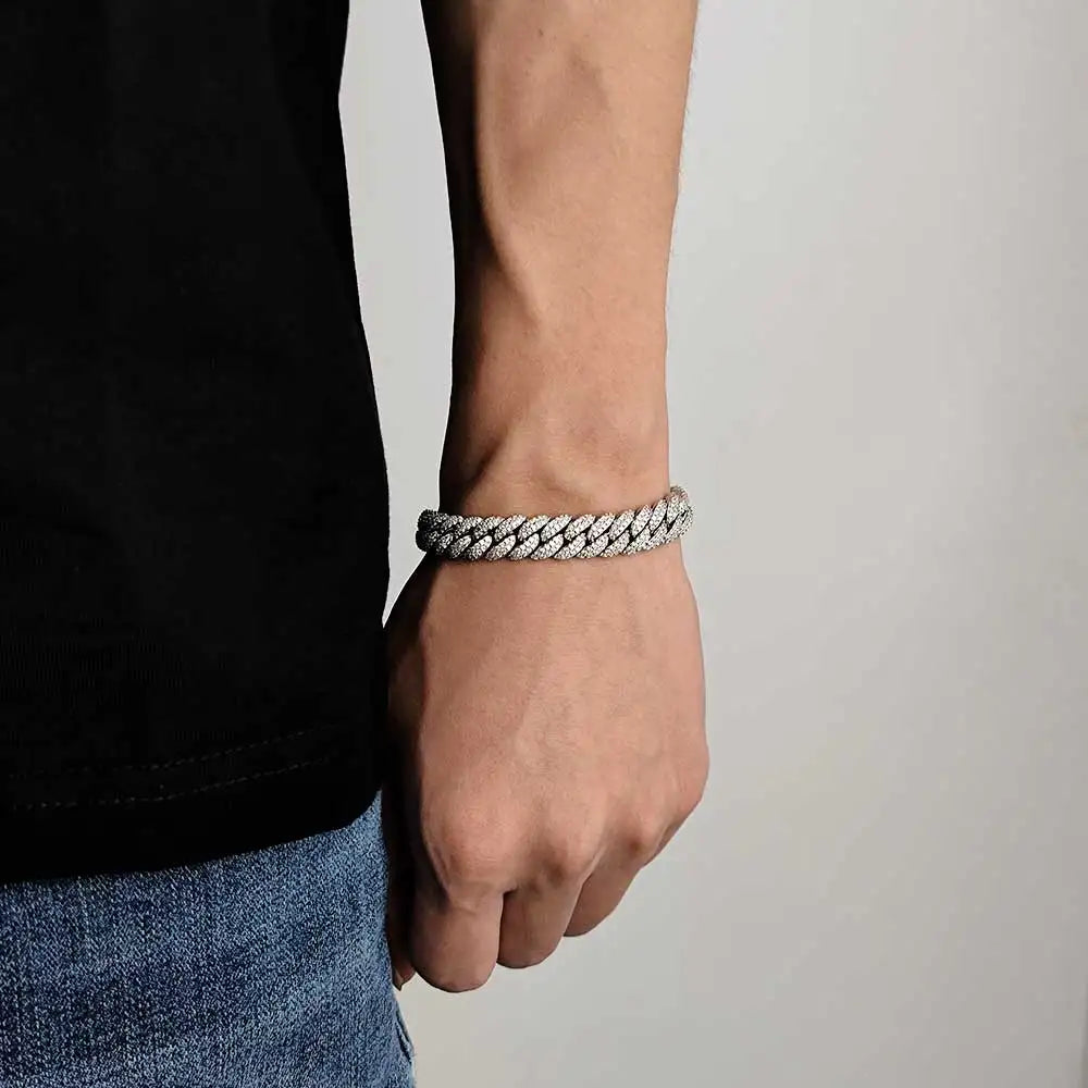Close-up of a 10mm Bubble Cuban bracelet by SOFT PARADISE, showcasing the shiny, rounded bubble links on a neutral background.