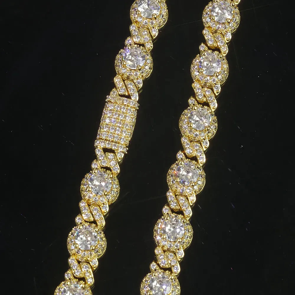Diamond Cuban Chain Necklace by SOFT PARADISE, two gold-tone pavé-set strands