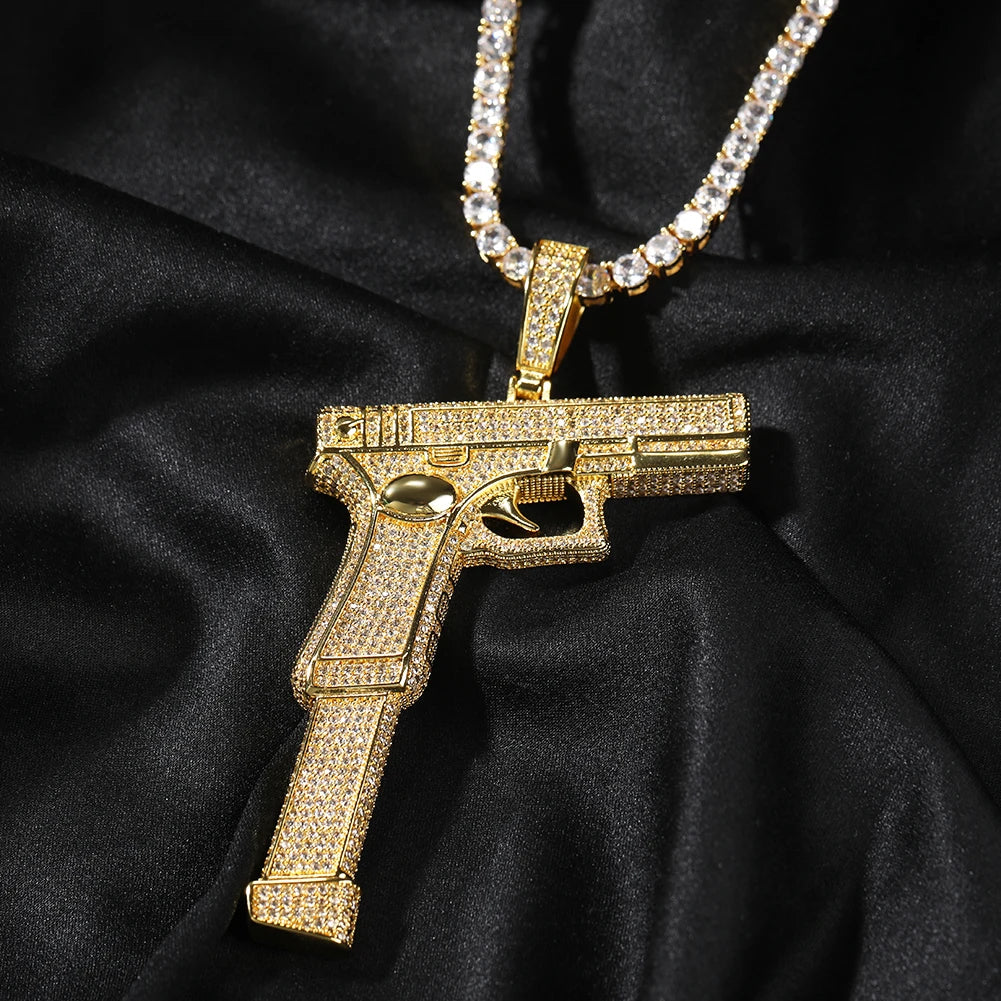 Iced Out Gun Pendant – Cubic Zirconia