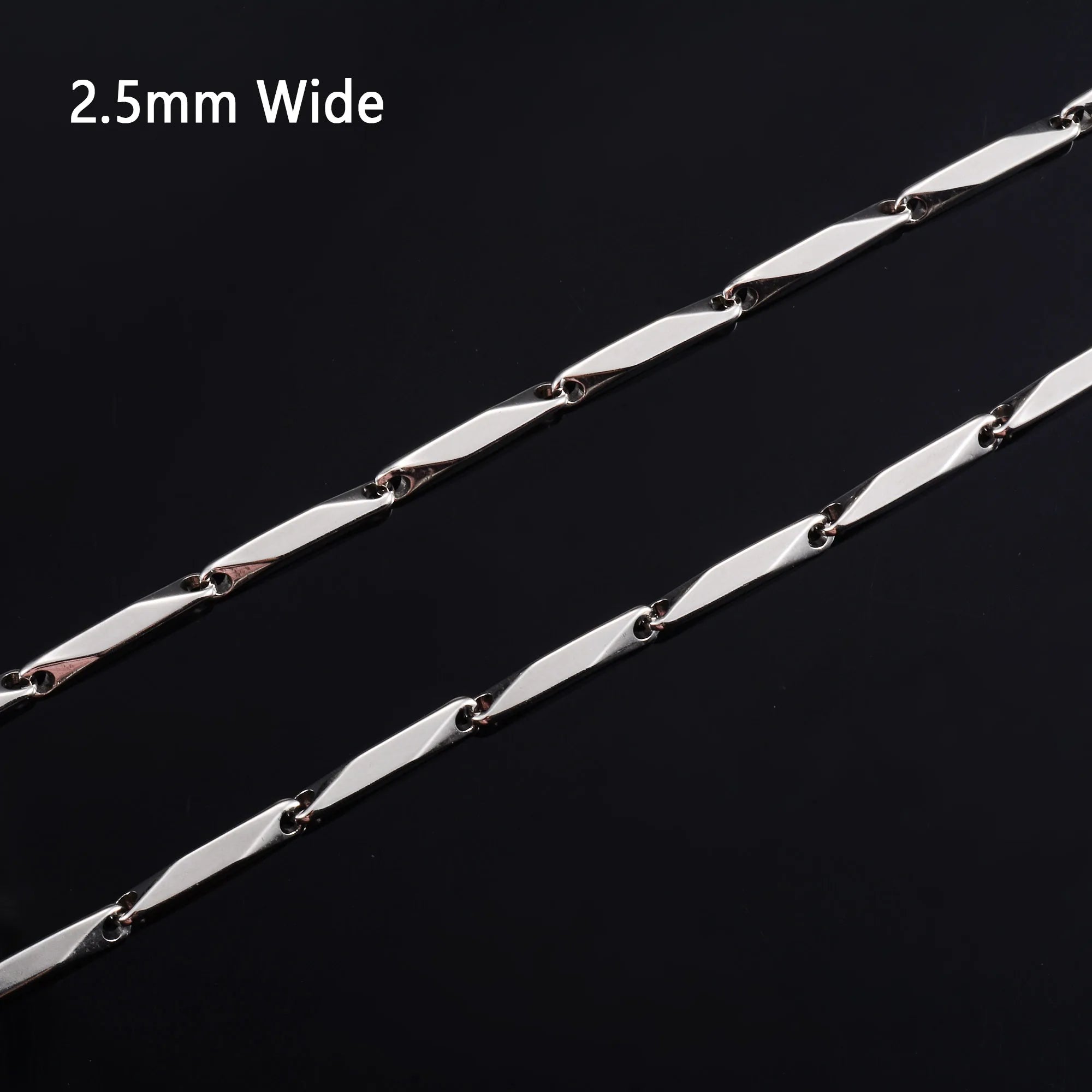 Stainless steel bamboo necklace chain in 2.5mm and 3mm width, unisex choker jewelry by SOFT PARADISE with a sleek metal design