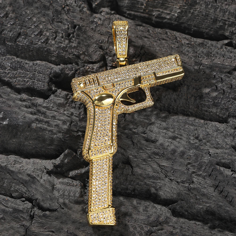 Iced Out Gun Pendant – Cubic Zirconia