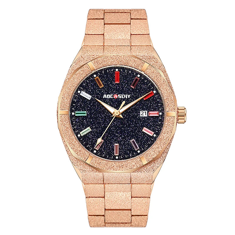 Soft Paradise luminous business watch with sleek black strap and silver dial, featuring luminous hands and markers for easy reading.