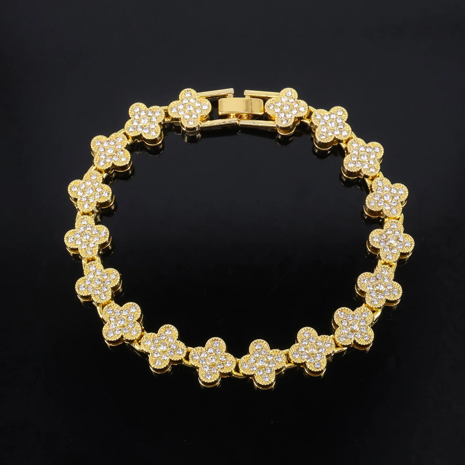 Four Leaf Flower Tennis Chain & Bracelet Set