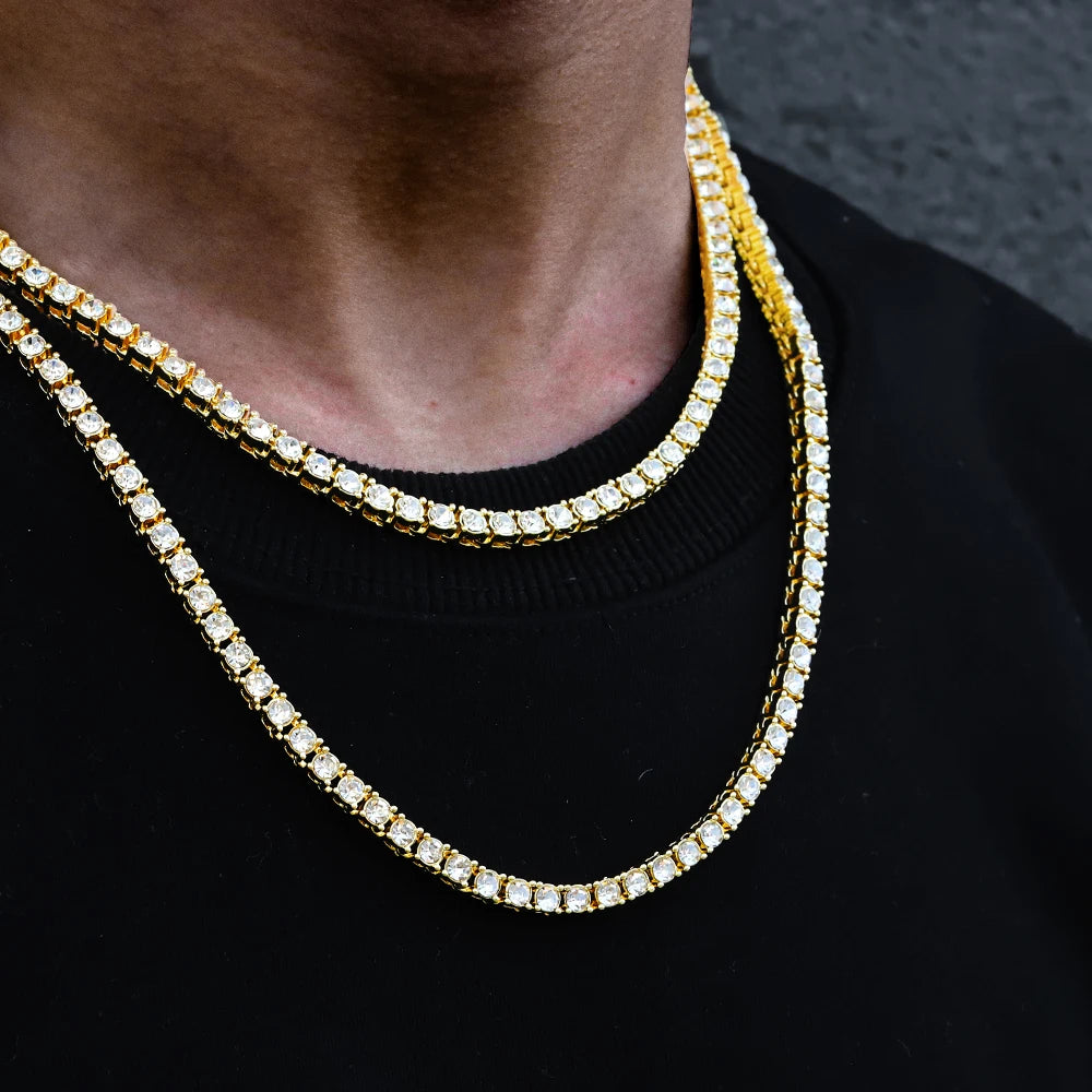 Iced out New Classical 4MM tennis chain and bracelet set by SOFT PARADISE, featuring sparkling jewelry for men and women in various lengths.