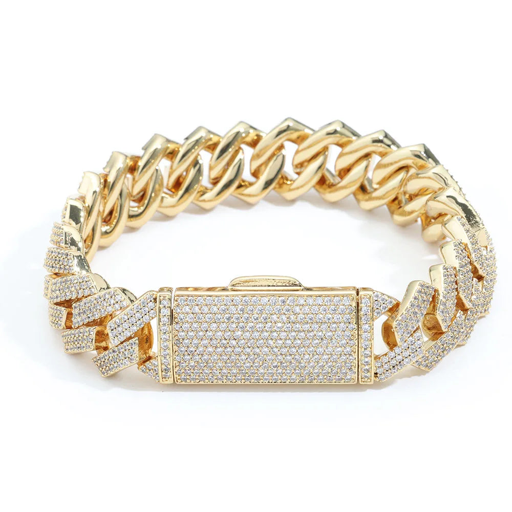 Silver Iced Cuban bracelet by SOFT PARADISE featuring a sleek, polished chain with iced detailing and a secure clasp.