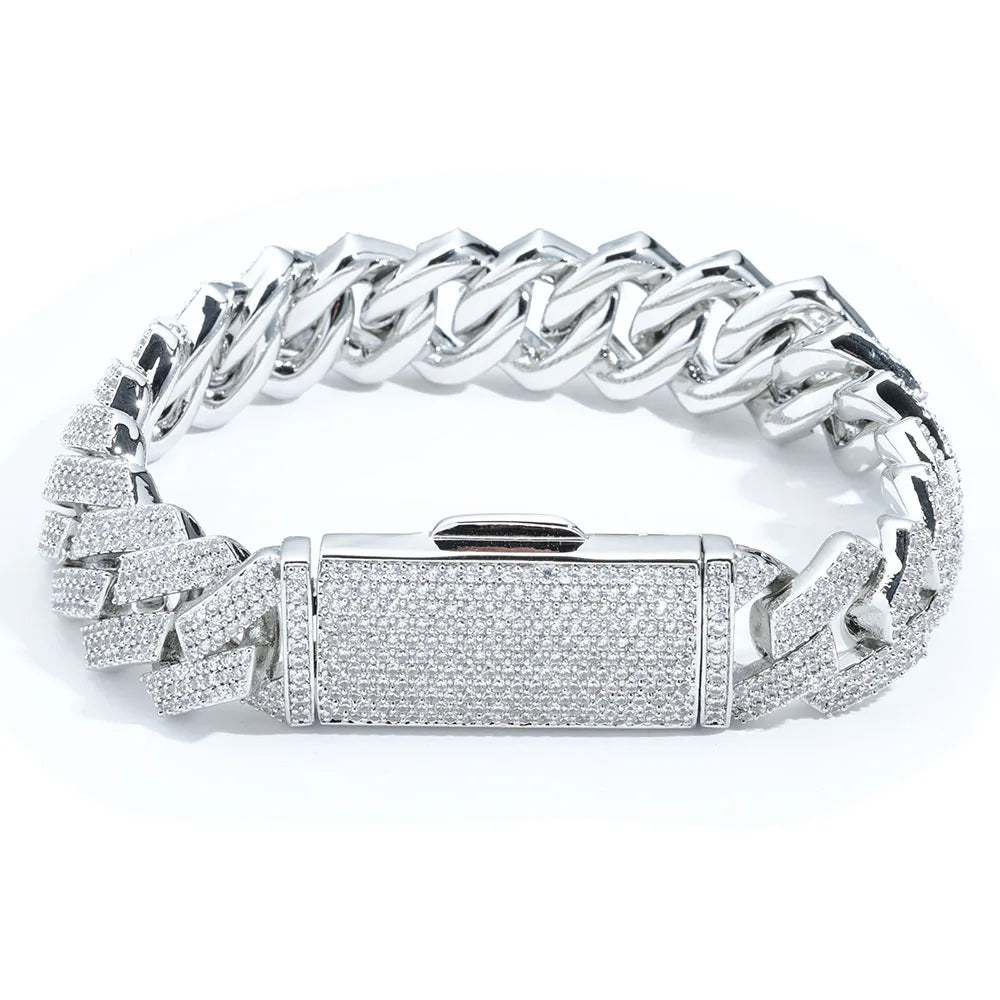 Silver Iced Cuban bracelet by SOFT PARADISE featuring chunky links with a shiny, icy finish