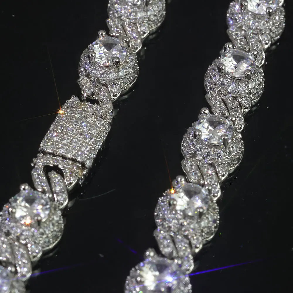 Iced Out Round Bead Cuban Bracelet