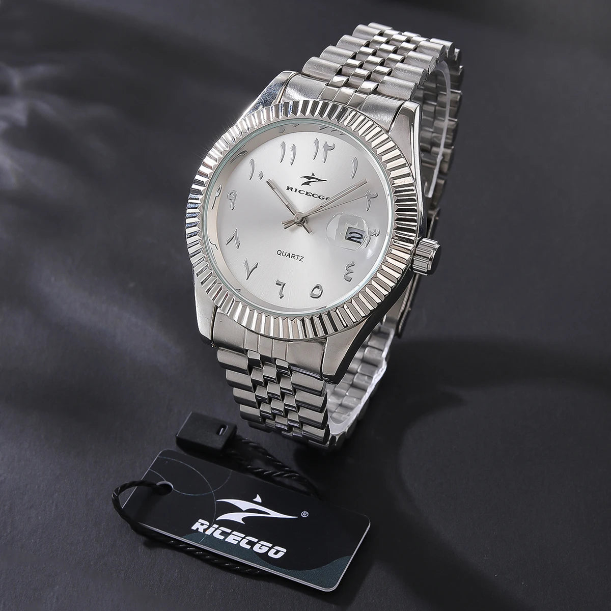 Soft Paradise business chronograph watch with black dial, stainless steel strap, and multiple subdials for precise timekeeping.