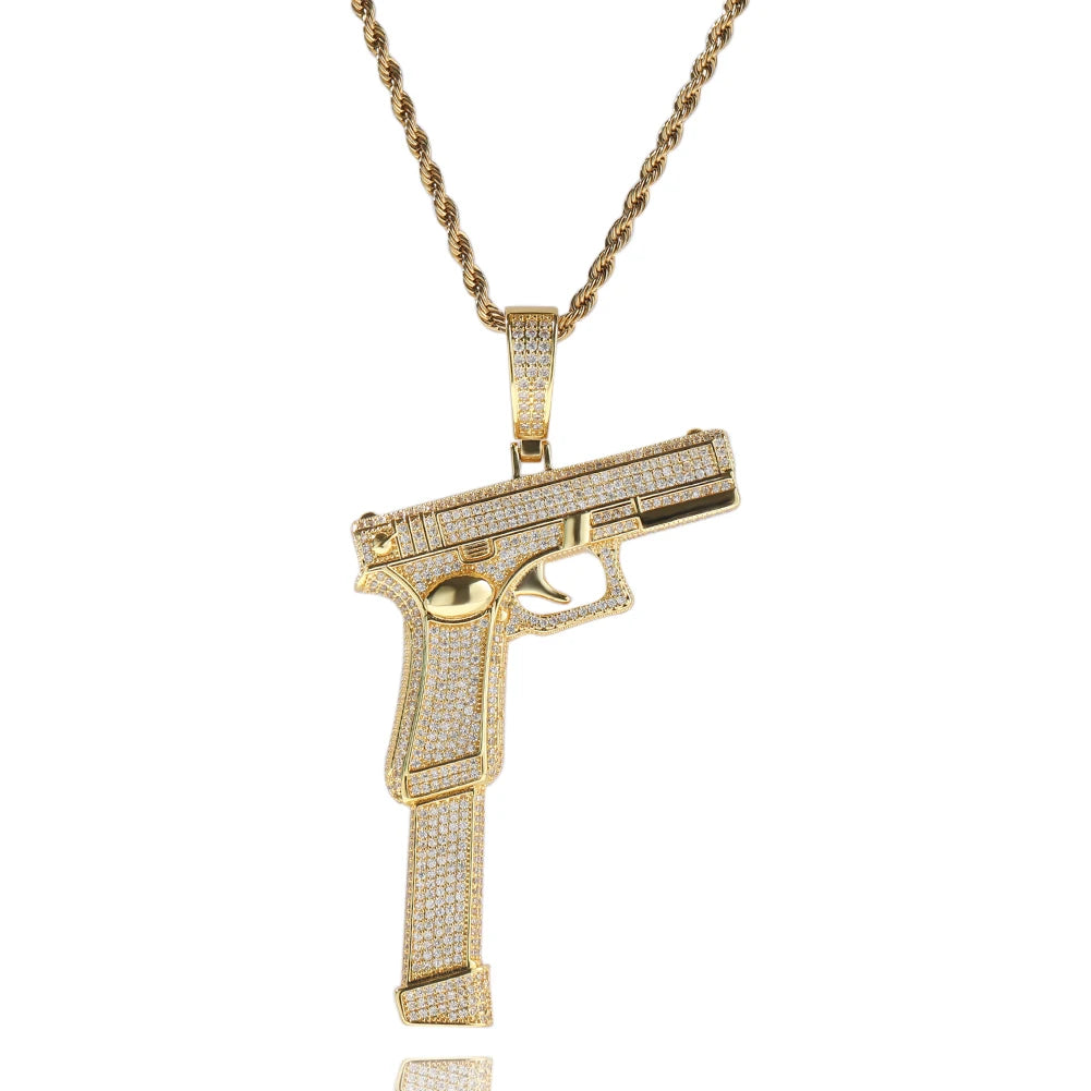 Iced Out Gun Pendant – Cubic Zirconia