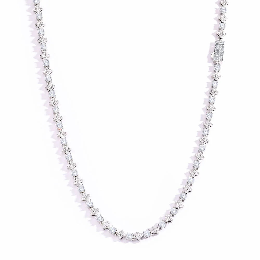 Sparkling Zircon Diamond Star Tennis Necklace