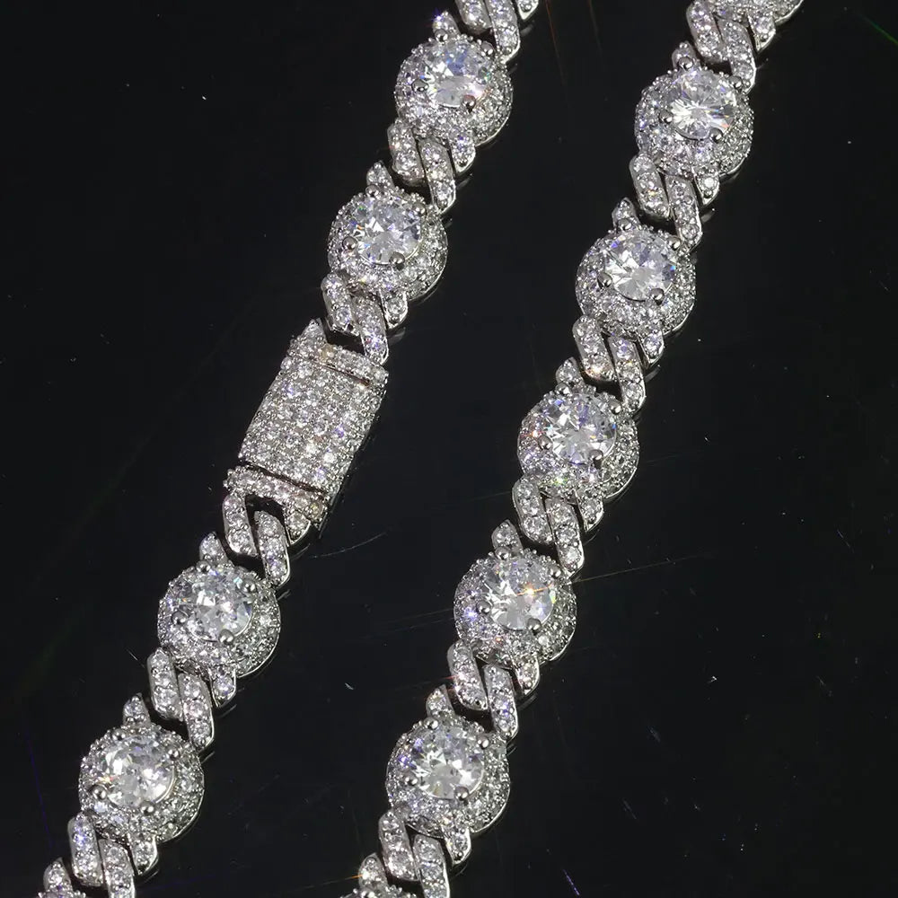 SOFT PARADISE Diamond Cuban Chain Necklaces with pave-set round-link design.