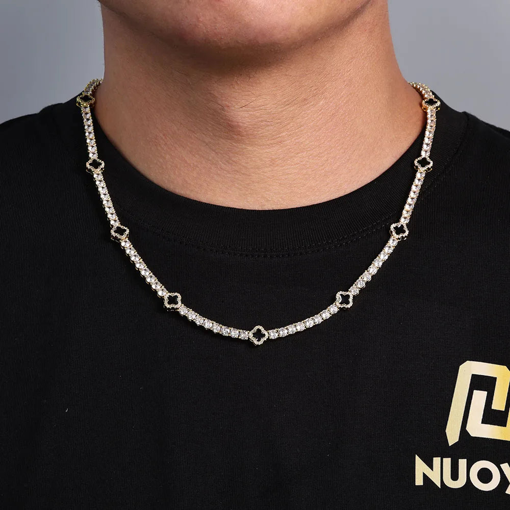 NY Fashion Design Dainty Tennis Chain Gold/Silver Plated Zircon Necklace Luxury Hip Hop Jewelry for Men Women party Gift