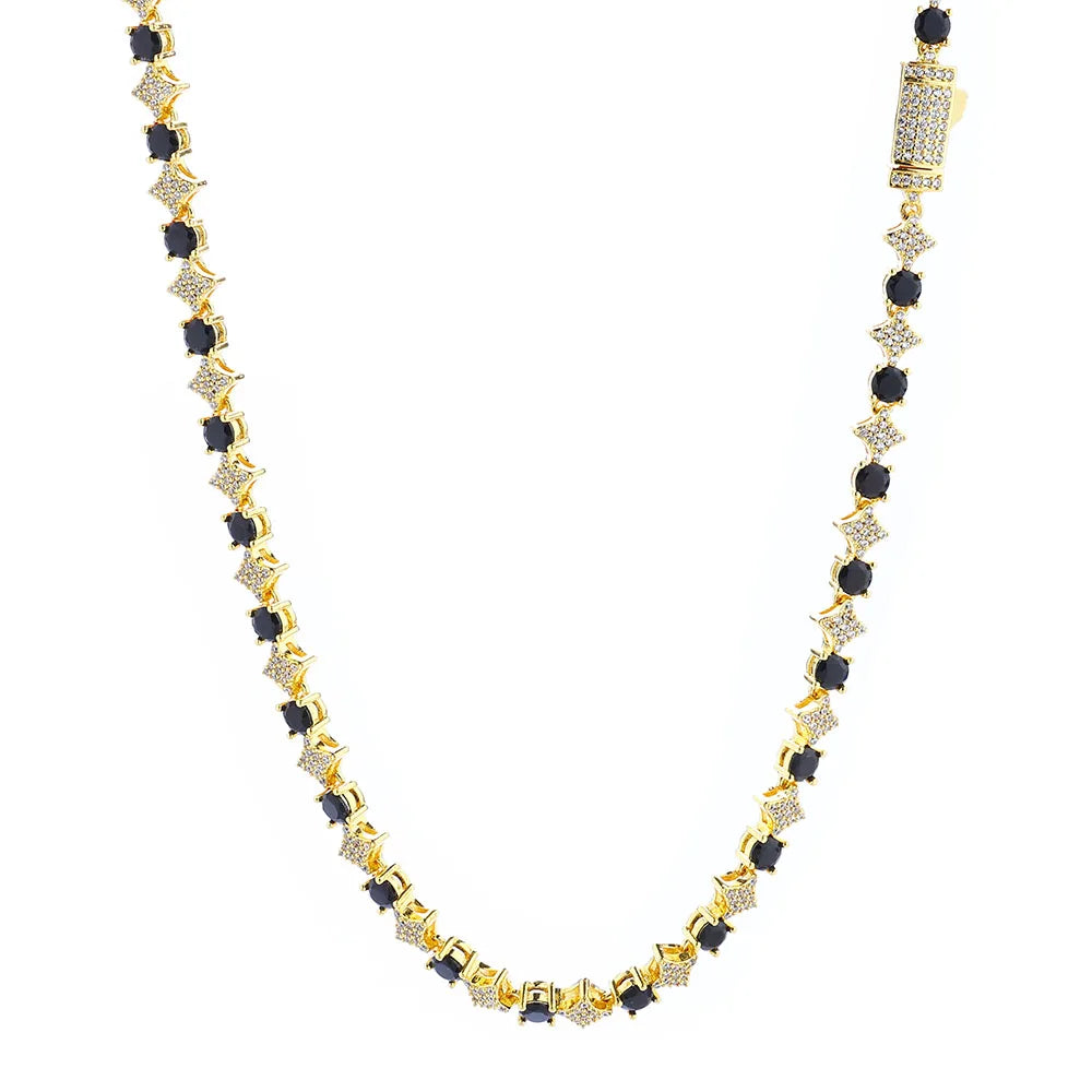Original design 6mm sun moon star tennis chain by SOFT PARADISE featuring iced prong setting men's jewelry necklace.