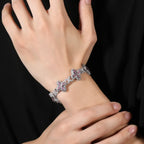 Baby Blue Baguette CZ Bracelet on a silver butterfly-link chain