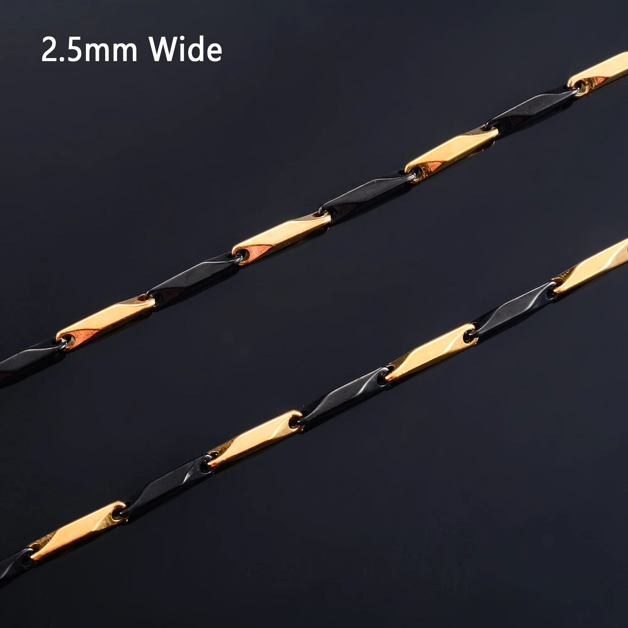 Stainless steel bamboo necklace with 2.5mm or 3mm wide link chain, unisex choker jewelry by SOFT PARADISE