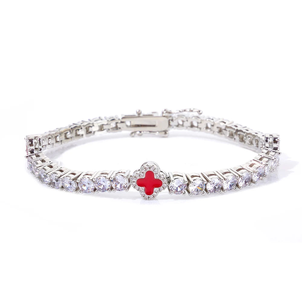 Colorful tennis bracelet by SOFT PARADISE featuring vibrant beads and a sleek silver clasp.